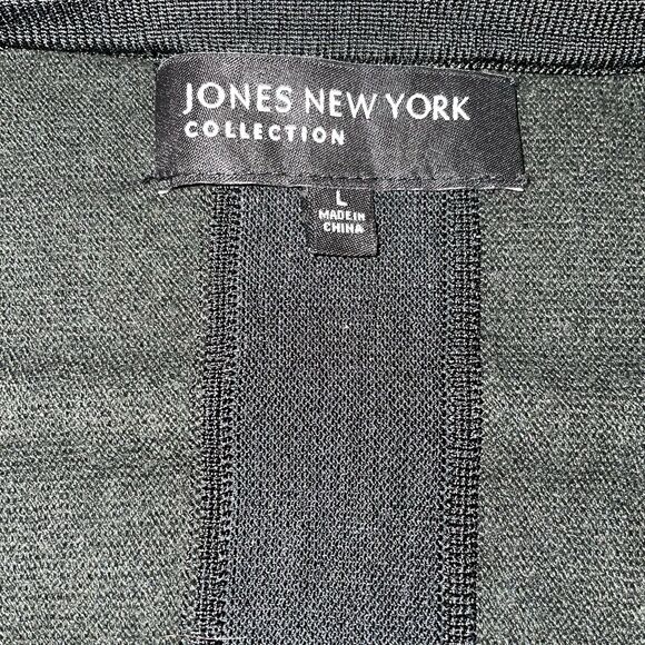 Jones New York Semi Sheer Knit Striped‎ Cardigan Sweater Dark Forest Green Large - Picture 8 of 10